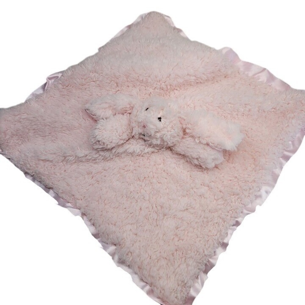 Stephan Baby Bunny Security Blanket Lovey Pink Satin Trim Plush 15x15 2016